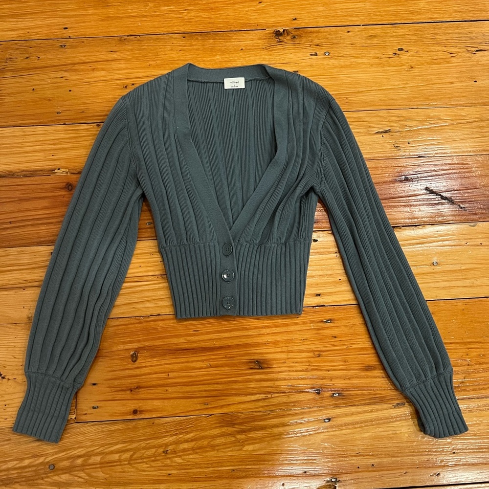 Aritzia Wilfred Plunge Front Cropped Cardigan